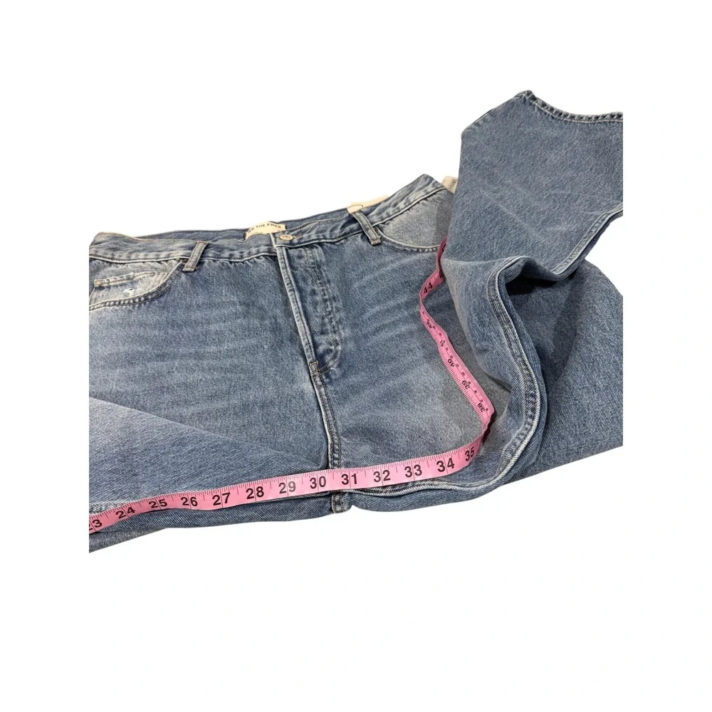 Free People We The Free Holly High Rise Bootcut Jeans Distressed Blue 33 NEW